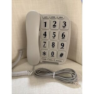Large Number Big Button Telephone Handset White Home Phone with Speaker & Memory